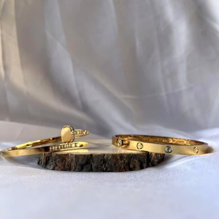 18K Gold Plated Classic and Nail Kada Set